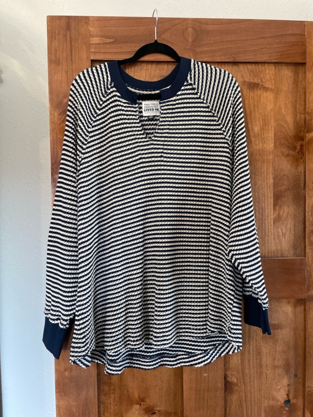 American Eagle Outfitters Navy and White Striped Knit Top